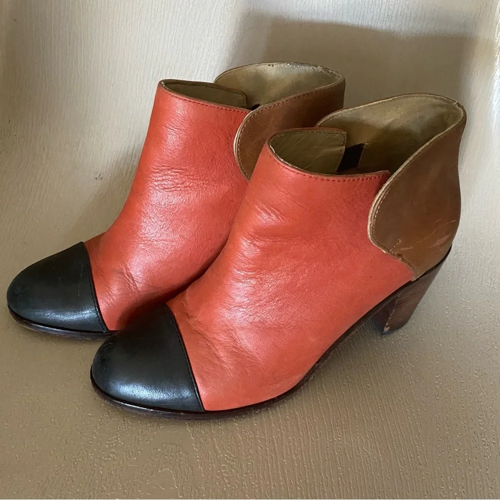 Wolverine 1000 Mile Samantha Pleet Orange Tan Black Leather ankle Boot 7.5m - Picture 2 of 10
